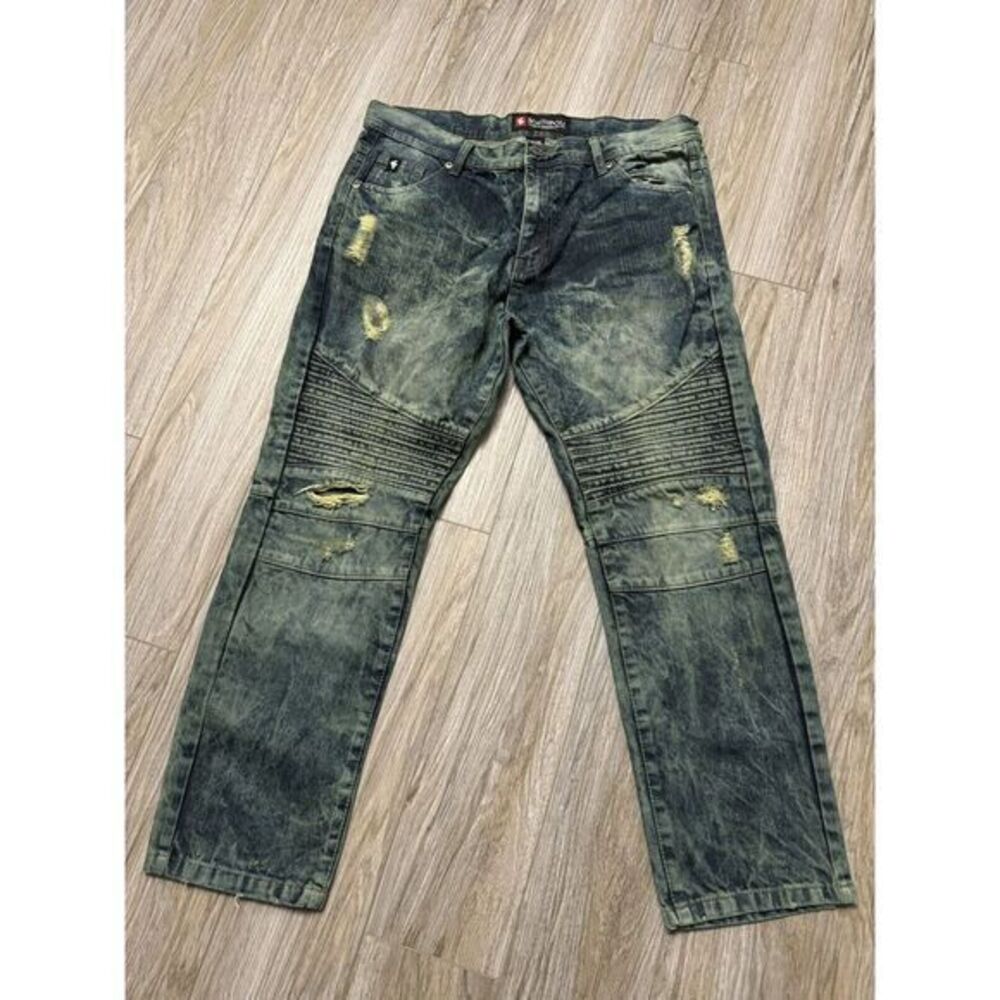 Vintage Y2K SouthPole Men's‎ 36x30 RN86268 Distressed Jeans Baggy Moto Acid Wash